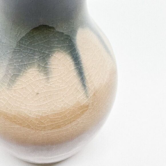 Handmade Vase Pottery Drip Glaze Crackle Natural Small Bud Art Studio Ocean - Picture 7 of 8